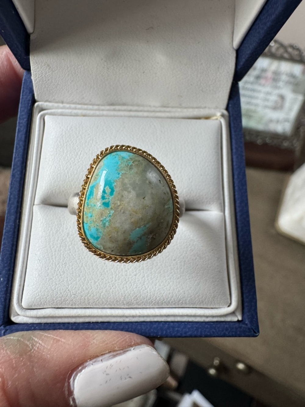 Sundance Designer Amali Turquoise Ring in 18k Yellow Gold & Silver 7